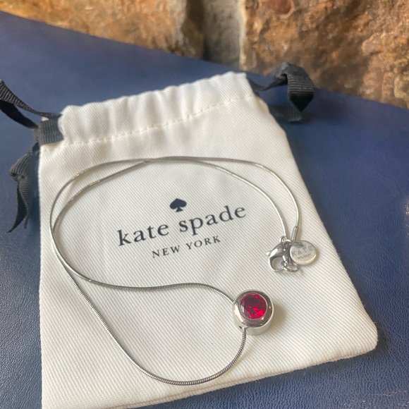 kate spade Jewelry - Kate Spade Crimson Red Pave Silver-tone Pendant Necklace.